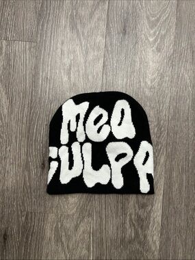 Black and White Mea Culpa Fun Day Beanie
